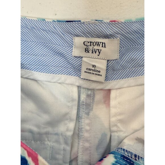 Crown & Ivy Caroline Shorts Women’s Size 10 Multicolor Ikat Print - Picture 11 of 12